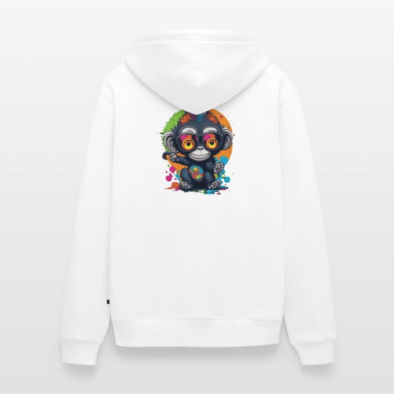 Neon Spectacled Monkey Splash - Monkey - Monkey Unisex Premium Organic Zip Hoodie