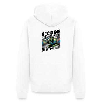Cover is not an option, it is mandatory - Unisex Premium Organic Zip Hoodie - white - Back - Thijin (182cm)