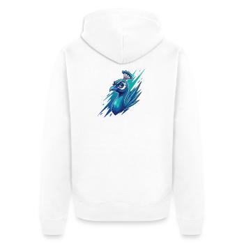 Tête de paon bleu néon - Veste à capuche bio Premium Unisexe - blanc - Dos - Thijin (182cm)