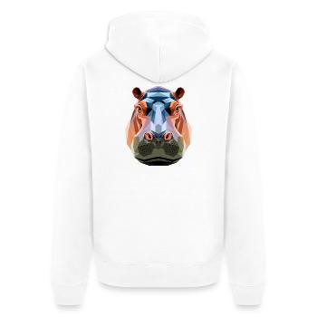Nilpferd Flusspferd Mama Hippopotamus Cooles Hippo - Unisex Premium Organic Zip Hoodie - white - Back - Thijin (182cm)