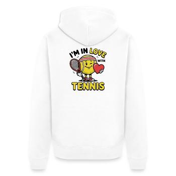 Chemise de tennis, J’adore le tennis, chemise enfant, sweat à capuche - Veste à capuche bio Premium Unisexe - blanc - Dos - Thijin (182cm)