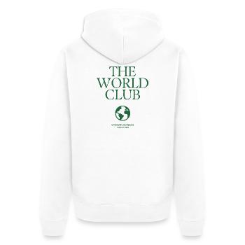 Le Club du Monde – Surmonter les frontières - Veste à capuche bio Premium Unisexe - blanc - Dos - Thijin (182cm)