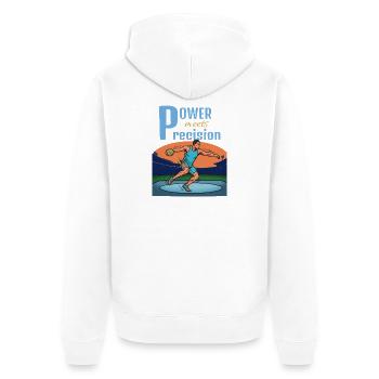 Power meets precision – discus throw - Unisex Premium Organic Zip Hoodie - white - Back - Thijin (182cm)