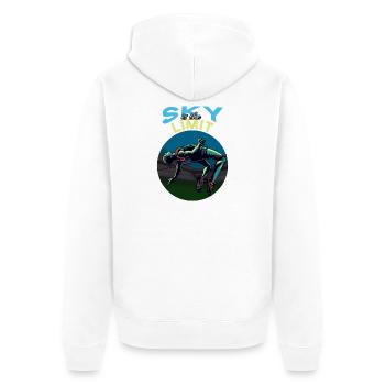 Hochsprung: Sky is the Limit! - Unisex Premium Bio Zip Hoodie - Weiß - Hinten - Thijin (182cm)