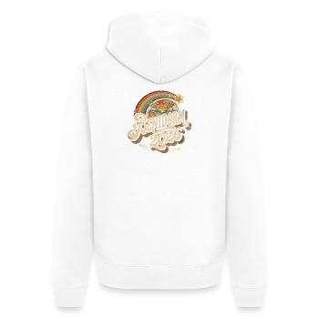 Bendorm 2026 Retro Sonnenuntergang - Unisex Premium Bio Zip Hoodie - Weiß - Hinten - Thijin (182cm)