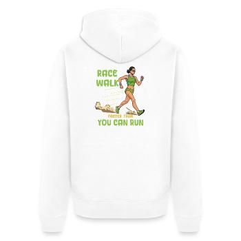 Marche (Compétition) : Plus rapide que tu ne peux courir ! - Veste à capuche bio Premium Unisexe - blanc - Dos - Thijin (182cm)