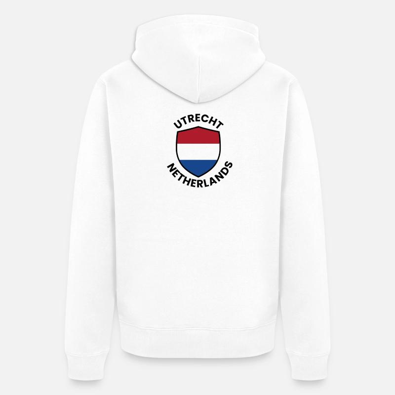 Bouclier d’Utrecht Drapeau des Pays-Bas - Veste à capuche bio Premium Unisexe - blanc