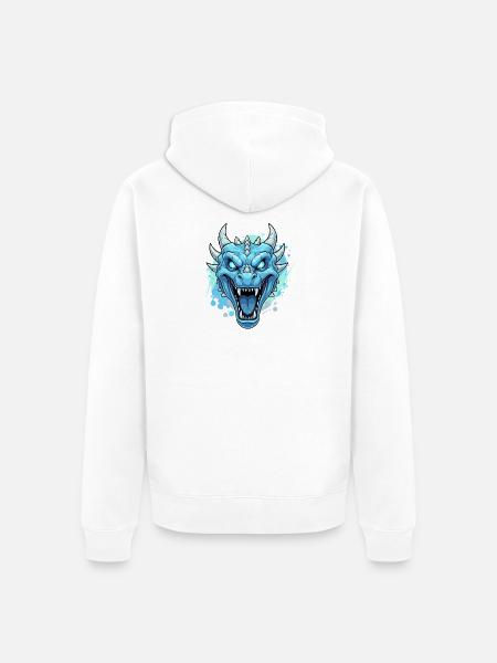 Blauer Drachenkopf Neonlook - Unisex Premium Bio Zip Hoodie - Weiß
