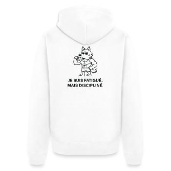 Loup Musclé Fatigué mais Discipliné - Veste à capuche bio Premium Unisexe - blanc - Dos - Thijin (182cm)