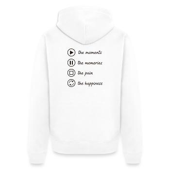 Pleine conscience, moments, souvenirs, bonheur - Veste à capuche bio Premium Unisexe - blanc - Dos - Thijin (182cm)