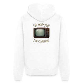 I'm not old I'm classic - Röhrenbild TV Nostalgie - Unisex Premium Bio Zip Hoodie - Weiß - Hinten - Thijin (182cm)