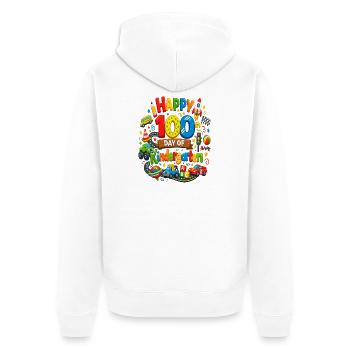Happy 100 Day of Kindergarten – 100th Kindergarten - Unisex Premium Organic Zip Hoodie - white - Back - Thijin (182cm)