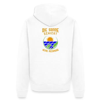Die Sonne schickt keine Rechnung / Umwelt, Natur - Unisex Premium Bio Zip Hoodie - Weiß - Hinten - Thijin (182cm)