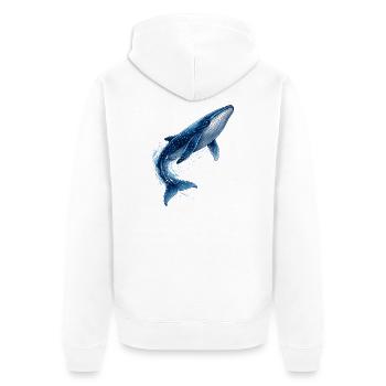 Blue whale illustration in jump - Unisex Premium Organic Zip Hoodie - white - Back - Thijin (182cm)