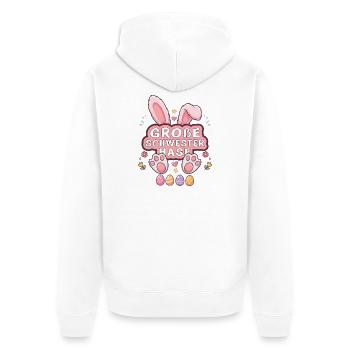 Große Schwester Hase Ostern Design - Unisex Premium Bio Zip Hoodie - Weiß - Hinten - Thijin (182cm)
