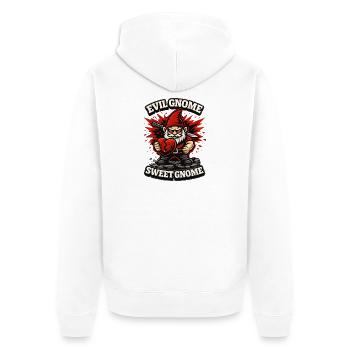 Böser Gnom, Dunkler Gnom, Goth-gnom, Lustiger Gnom - Unisex Premium Bio Zip Hoodie - Weiß - Hinten - Thijin (182cm)