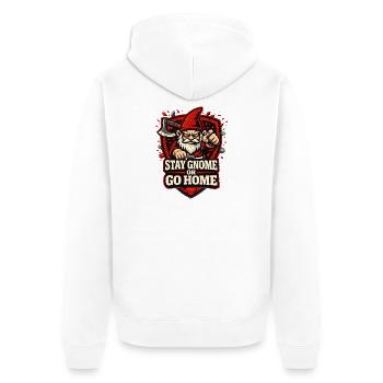 Böser Gnom, Dunkler Gnom, Goth-gnom, Lustiger Gnom - Unisex Premium Bio Zip Hoodie - Weiß - Hinten - Thijin (182cm)