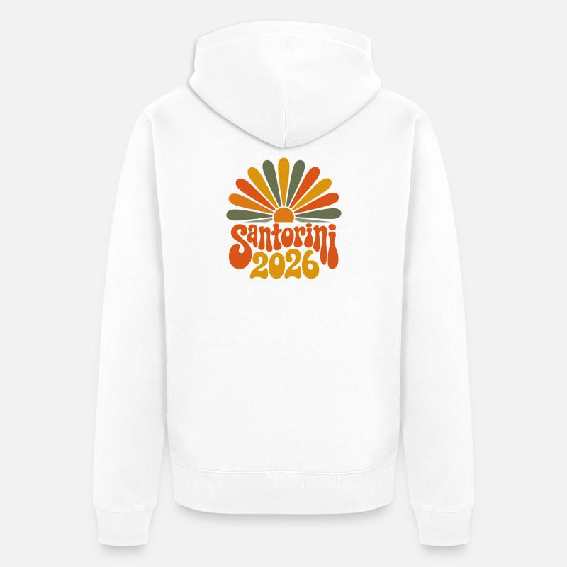 Santorin 2026 Éclat de soleil - Veste à capuche bio Premium Unisexe - blanc