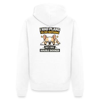 Doppelt gebuchter Bulldog-Nichts-Abschlag - Unisex Premium Bio Zip Hoodie - Weiß - Hinten - Thijin (182cm)