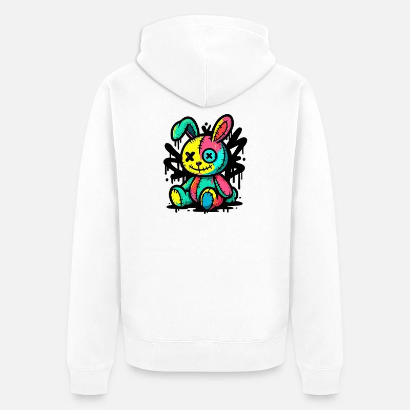 Poupée animale d’horreur Gothique Gothique Weirdcore - Veste à capuche bio Premium Unisexe - blanc