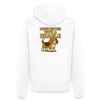 Beagle-Leben besser mit einem Beagle - Unisex Premium Bio Zip Hoodie - Weiß - Hinten - Thijin (182cm)