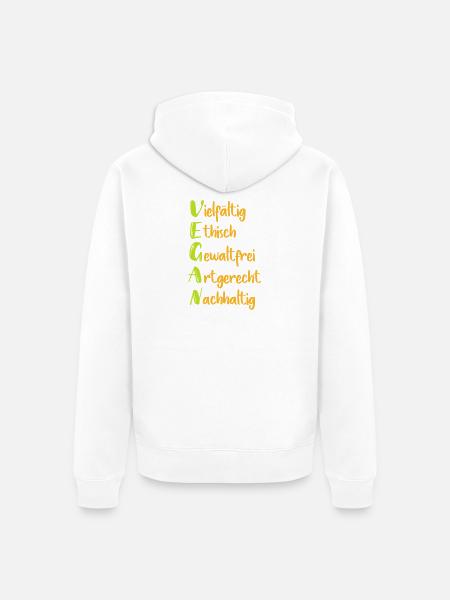 Vegane Werte: Vielfalt Ethik Nachhaltigkeit - Unisex Premium Bio Zip Hoodie - Weiß