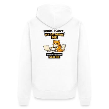 Katzen-Me-Zeit vs. Faultier-Weigerung - Unisex Premium Bio Zip Hoodie - Weiß - Hinten - Thijin (182cm)