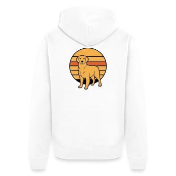 Dog Retriever Retro Sunset - Unisex Premium Organic Zip Hoodie - white - Back - Thijin (182cm)
