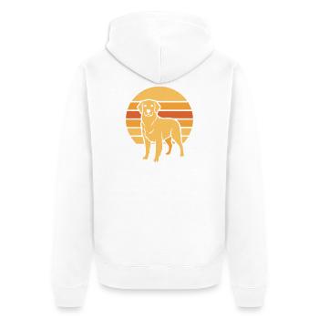 Icône rétro du Coucher de soleil du chien - Veste à capuche bio Premium Unisexe - blanc - Dos - Thijin (182cm)
