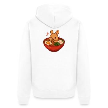 Hase mit Nudeln Ramen kawaii Hase - Unisex Premium Bio Zip Hoodie - Weiß - Hinten - Thijin (182cm)