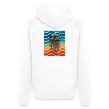 Beach jellyfish with sunglasses - Unisex Premium Organic Zip Hoodie - white - Back - Thijin (182cm)
