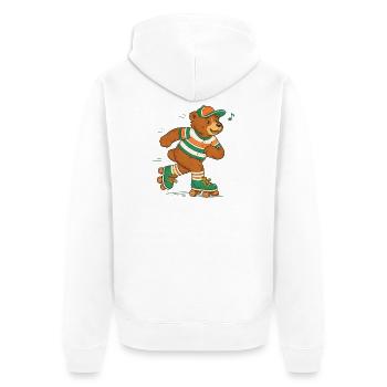 Retro Bear on Roller Skates - Unisex Premium Organic Zip Hoodie - white - Back - Thijin (182cm)