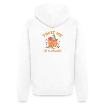 Créateur de design drôle d’artiste, professeur d’art, je suis un dessin - Veste à capuche bio Premium Unisexe - blanc - Dos - Thijin (182cm)