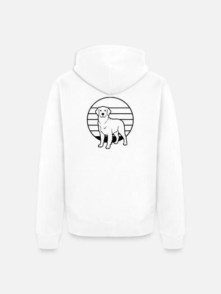 Retriever Dog Retro Sun Outline - Unisex Premium Organic Zip Hoodie - white