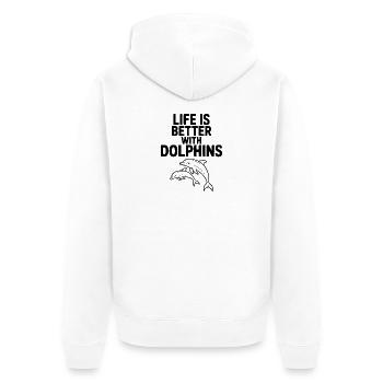 Life is Better with Dolphins - Unisex Premium Organic Zip Hoodie - white - Back - Thijin (182cm)