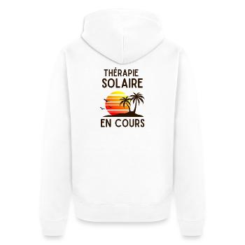 Thérapie Solaire en Cours - Veste à capuche bio Premium Unisexe - blanc - Dos - Thijin (182cm)