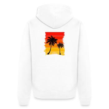 Sunset Radiance Palme - Unisex Premium Bio Zip Hoodie - Weiß - Hinten - Thijin (182cm)
