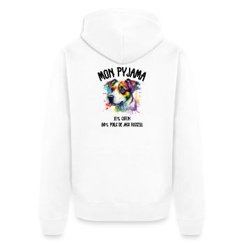 Pyjama Chien Jack Russell Humour - Veste à capuche bio Premium Unisexe - blanc - Dos - Thijin (182cm)