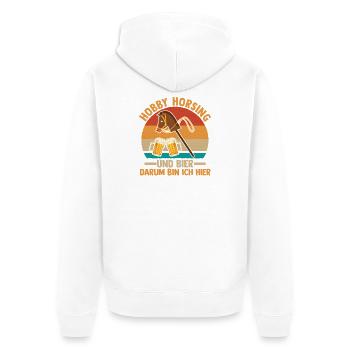 Bier Pferd Hobby Horsing - Unisex Premium Bio Zip Hoodie - Weiß - Hinten - Thijin (182cm)