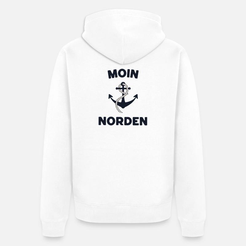 Moin Norden – Conception d’ancres maritimes - Veste à capuche bio Premium Unisexe - blanc