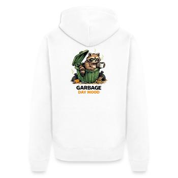 Raccoon in a Trash Can Mood - Unisex Premium Organic Zip Hoodie - white - Back - Thijin (182cm)