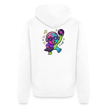 Neon DJ Emoticon Tanzparty - Unisex Premium Bio Zip Hoodie - Weiß - Hinten - Thijin (182cm)
