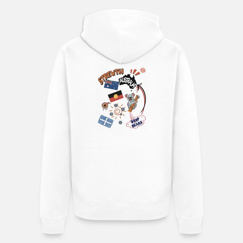 Collage australien Strewth & Drop bears - Veste à capuche bio Premium Unisexe - blanc
