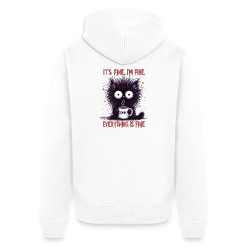 Its Fine Im Fine Coffee Cat Humor - Unisex Premium Organic Zip Hoodie - white - Back - Thijin (182cm)