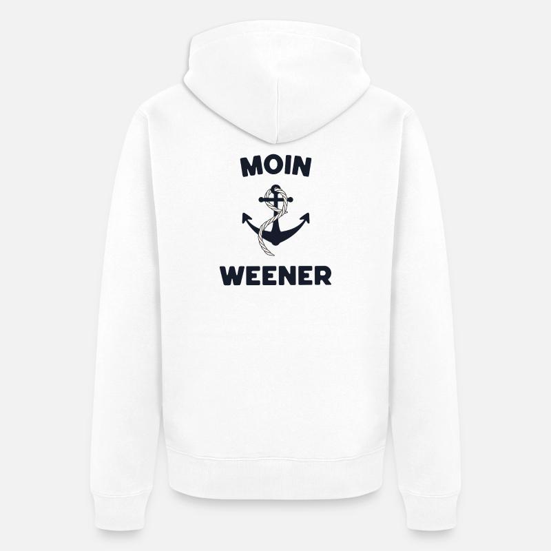Moin Weener – Conception d’ancres maritimes - Veste à capuche bio Premium Unisexe - blanc