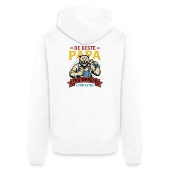 Beste Papa, Leuk Vaderdag Shirt of Hoodie - Unisex Premium Bio Zip Hoodie - Weiß - Hinten - Thijin (182cm)