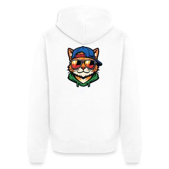 Chat avec des lunettes de soleil - Veste à capuche bio Premium Unisexe - blanc - Dos - Thijin (182cm)