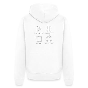 Achtsamkeit, Momente, Erinnerungen, Glück - Unisex Premium Bio Zip Hoodie - Weiß - Hinten - Thijin (182cm)