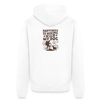 Happiness Is Hiking With My Dog Wander Saying - Unisex Premium Organic Zip Hoodie - white - Back - Thijin (182cm)