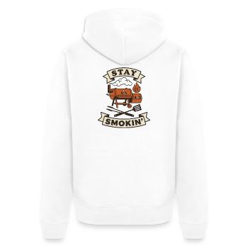 Fumoir barbecue viande continue de fumer - Veste à capuche bio Premium Unisexe - blanc - Dos - Thijin (182cm)